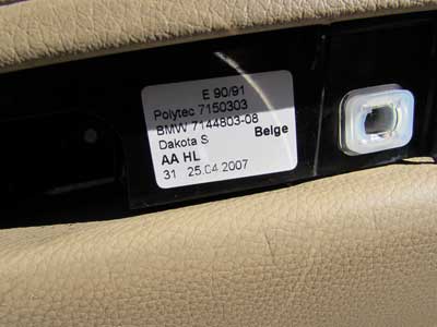 BMW Door Panel Rear Left 51429152385 E90 323i 325i 328i 330i 335i M3 Sedan Only3